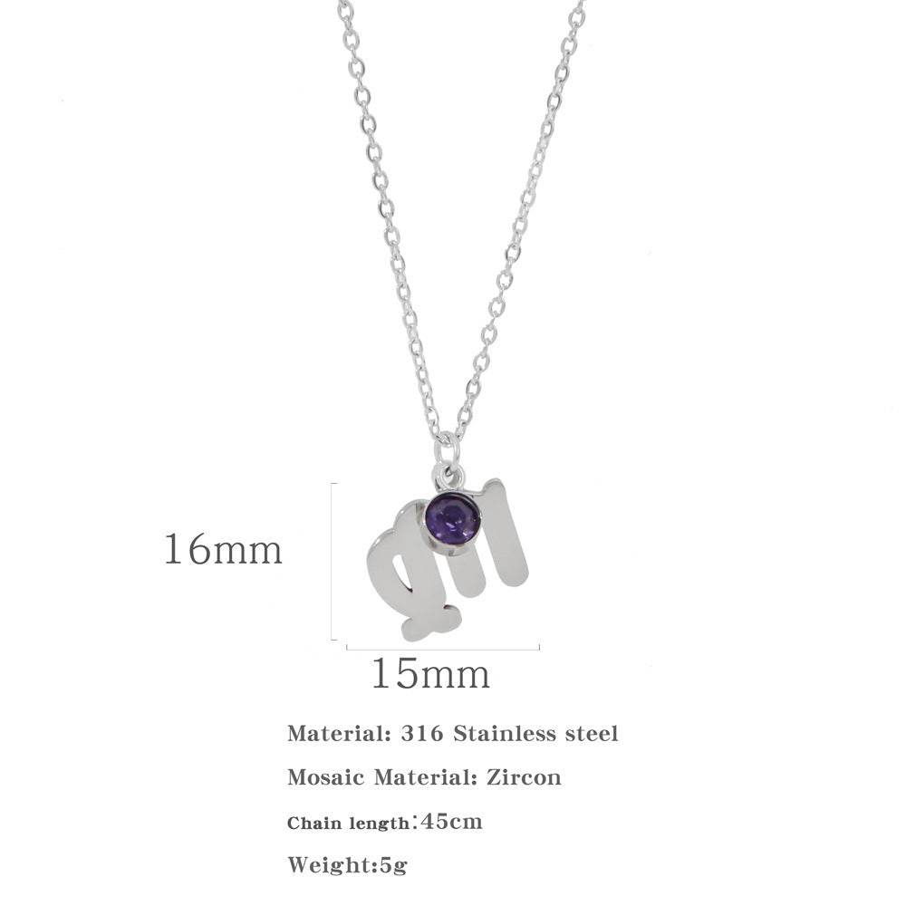 Necklace Stainless Steel Zircon Ornament - Here2Save