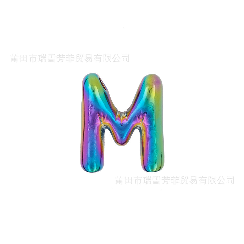 Colorful Balloon Letter Rainbow Couple Necklace Copper Pendant Accessories