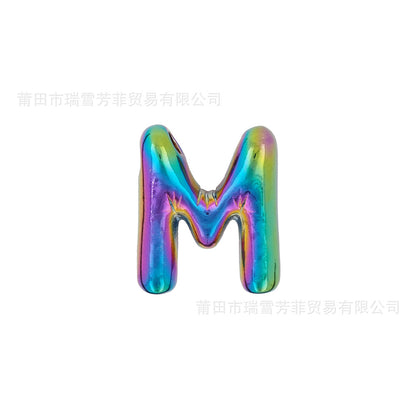 Colorful Balloon Letter Rainbow Couple Necklace Copper Pendant Accessories