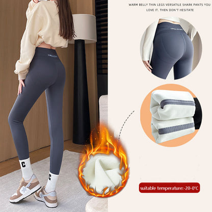 Leggings gruesos de lana para mujer, pantalones de tiburón de invierno de 20 a 5, cintura alta, ajustados, ajustados, con Control de barriga, pantalones de Yoga adelgazantes