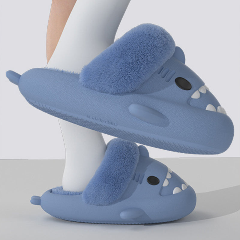 Winter Shark Slippers Detachable Warm Fuzzy Slippers Bedroom House Shoes Women - Here2Save