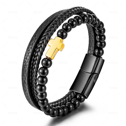 Cross Multi-layer Stainless Steel Men's Bracelet - Here2Save