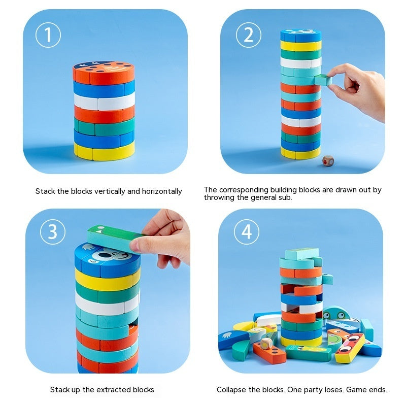 Wooden Toys Children's Educational Puzzle Stacker Game Building Blocks