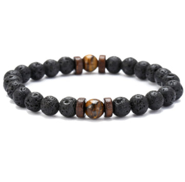 Personality Men's Black Volcanic Stone Bracelet - Here2Save