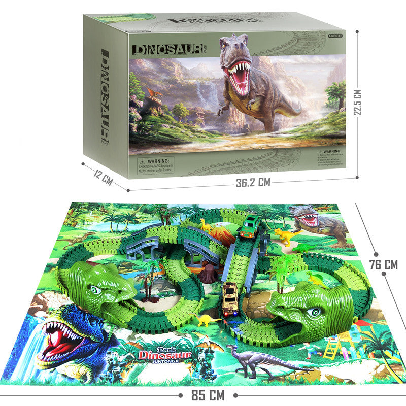 Pista eléctrica ensamblada para niños, simulación de carreras, Animal, dinosaurio tiranosaurio, juguete, rompecabezas, regalo para niño