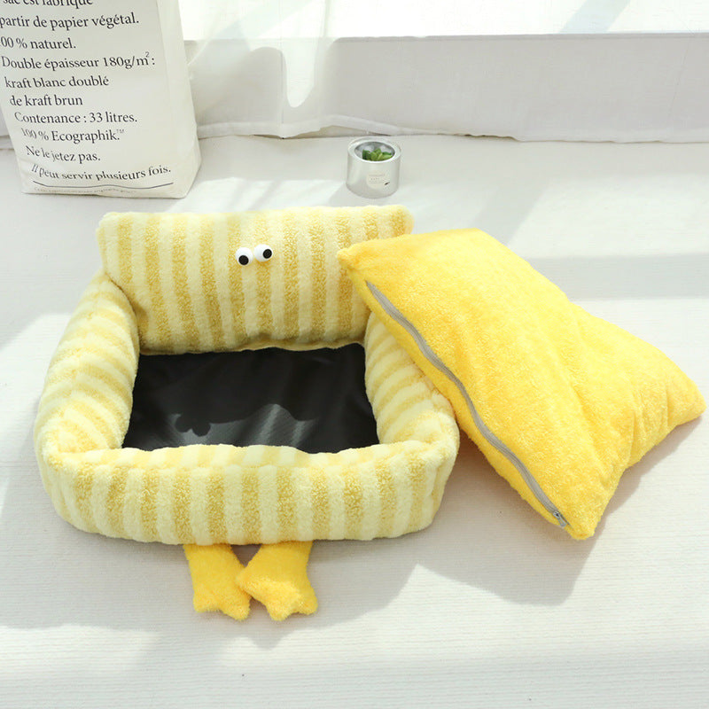 Autumn And Winter Pet Bed Big Eye Series Detachable