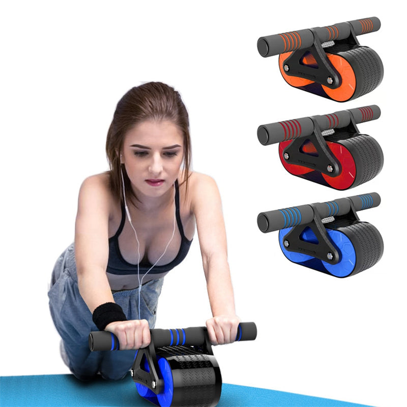 Double Wheel Abdominal Exerciser Women Men Automatic Rebound Ab Wheel Roller Waist Trainer Gym Sports Home Exercise Devices - Here2Save