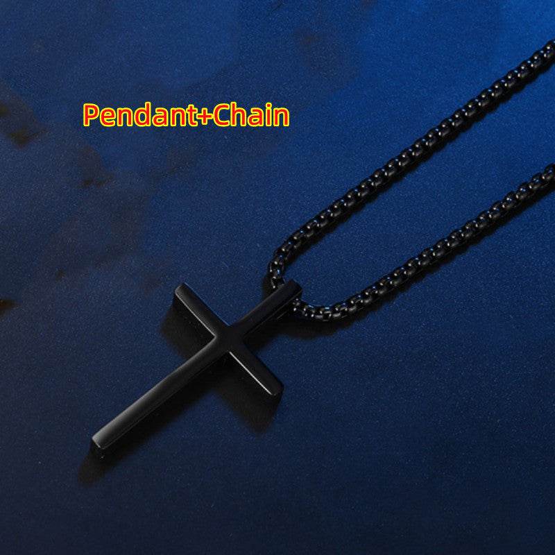 Smooth Simple Titanium Cross Pendant Male And Female Personality Necklace - Here2Save