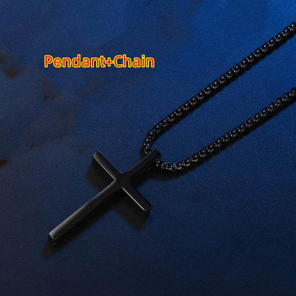 Smooth Simple Titanium Cross Pendant Male And Female Personality Necklace - Here2Save