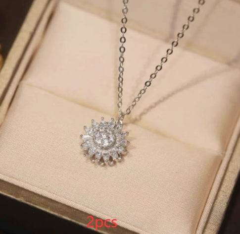 Rotatable Sunflower Necklace Full Of Diamonds - Here2Save