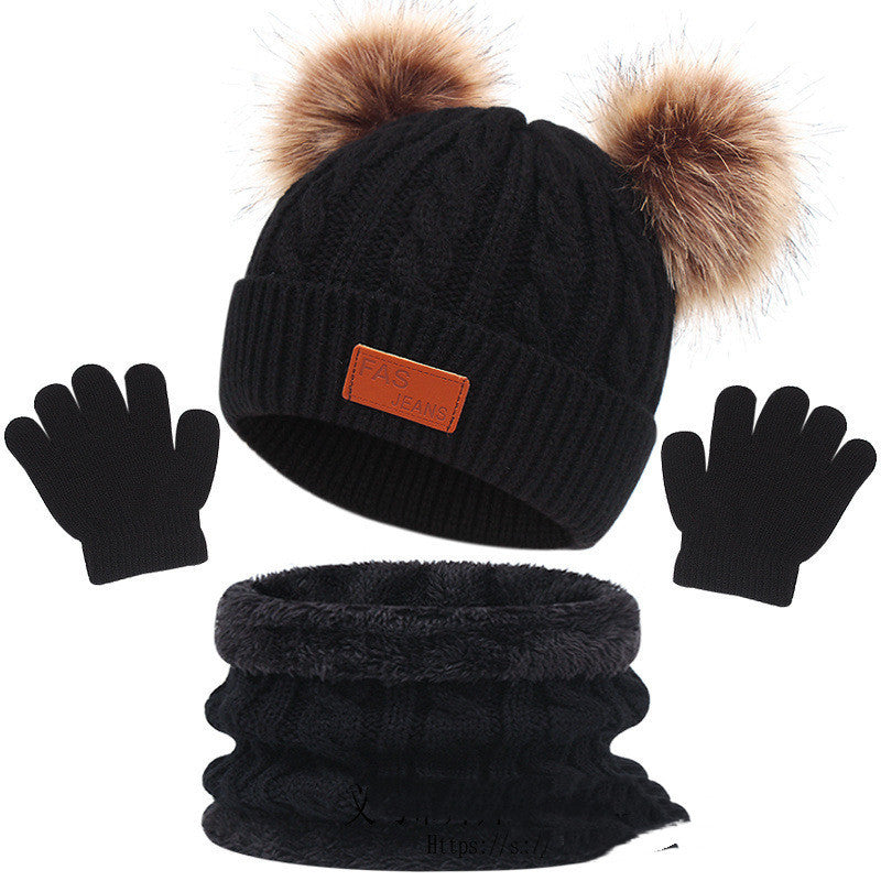 Children's Hat Scarf Gloves Three-piece Set