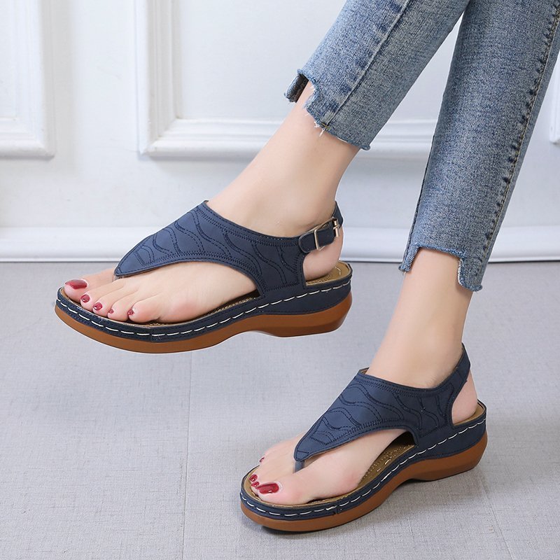 Sandalias casuales Sandalias con chanclas de color sólido con tacón de cuña para mujer