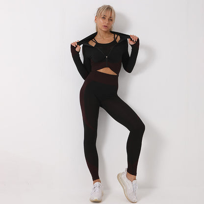 3PCS Yoga Set Seamless Sport Set Women Gym Clothing Leggings Women Crop Top Sports Bra Women Fitness Gym Set Womens Outfits Tracksuit - Here2Save