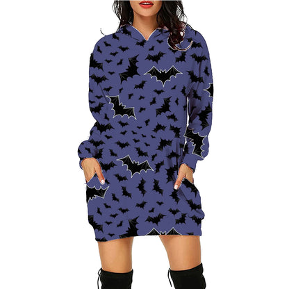 Halloween Print Long Hoodie With Pockets Sweater Long Sleeve Clothes Women - Here2Save