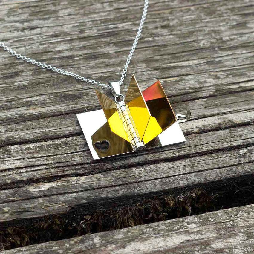 Stainless Steel Couple Love Open And Close Book Necklace - Here2Save