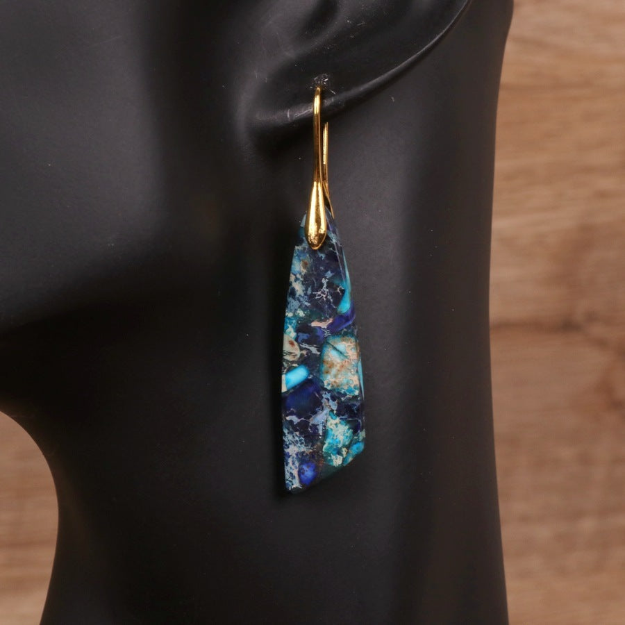 Geometric Flower Shape Pendant Earrings