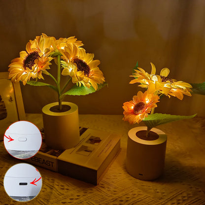 Rechargeable Sunflower Led Simulation Night Light Table Lamp Simulation Flowers Decorative Desk Lamp For Resturaunt Hotel Wedding Gift - Here2Save