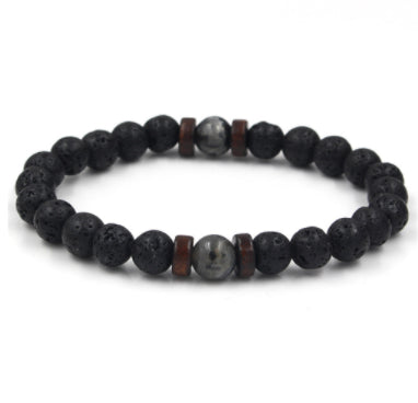 Personality Men's Black Volcanic Stone Bracelet - Here2Save