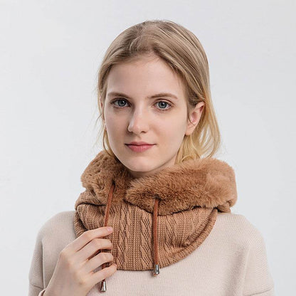 Winter Thick Plush Hat With Scarf Windproof Warm Knit Hats Hooded For Women - Here2Save