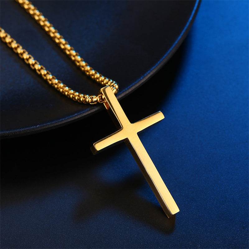 Smooth Simple Titanium Cross Pendant Male And Female Personality Necklace - Here2Save