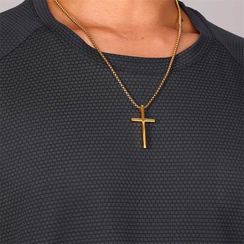 Smooth Simple Titanium Cross Pendant Male And Female Personality Necklace - Here2Save