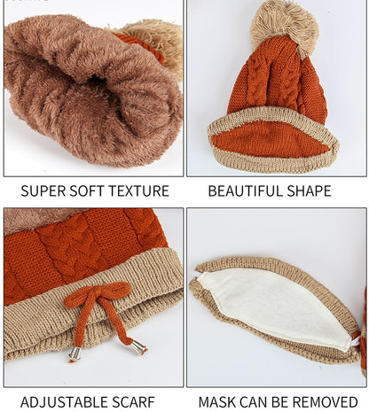 Winter Hat For Women 3pcs Knitted Beanie Hat Scarf Set Warm Hat