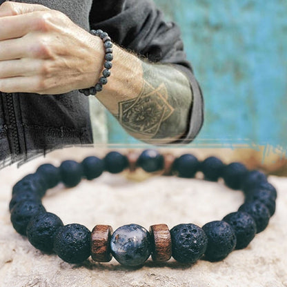 Personality Men's Black Volcanic Stone Bracelet - Here2Save