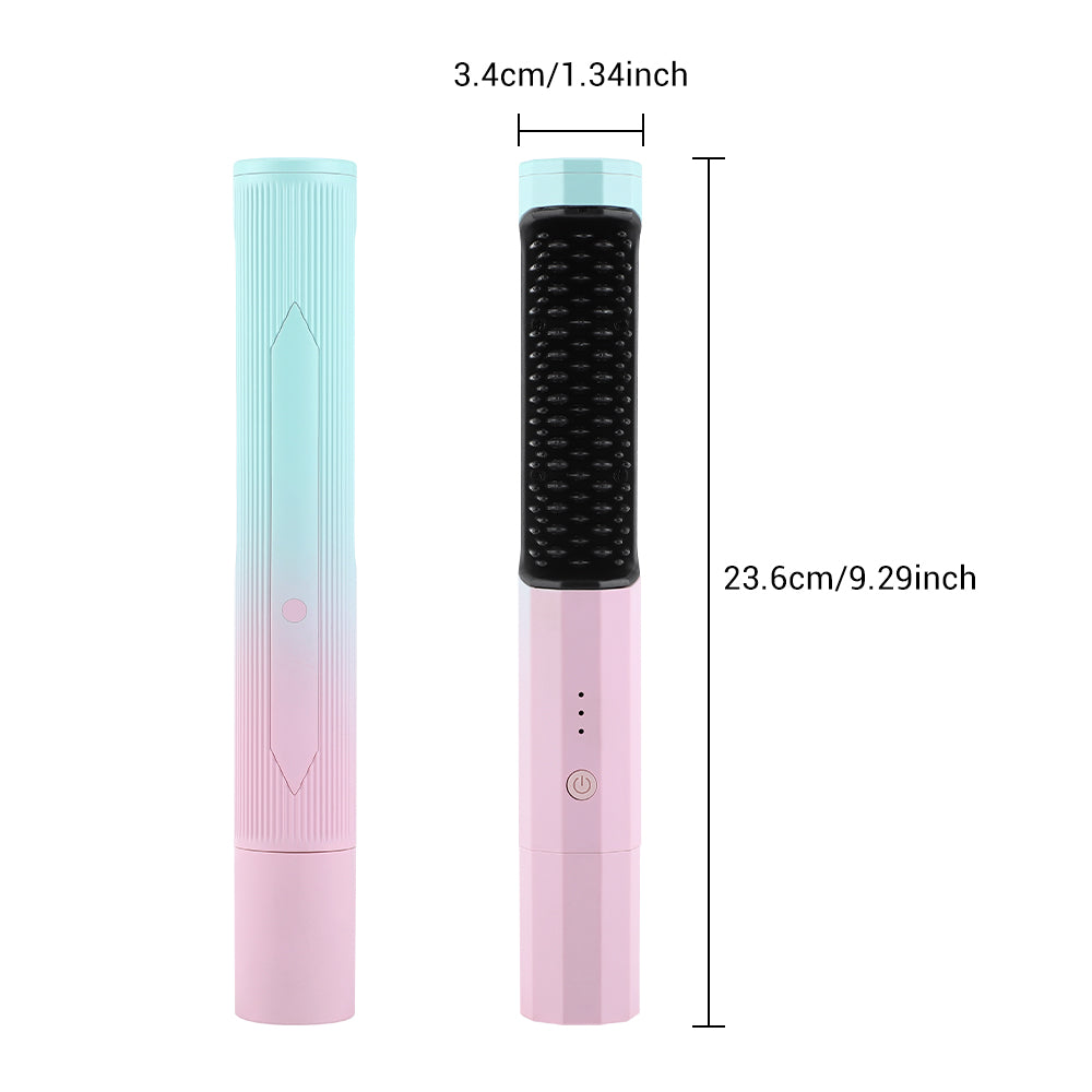 Straightening Comb Rechargeable Hair Wireless Straightener Curler Curling Straighten Dual-purpose Travel Portable USB Charging - Here2Save