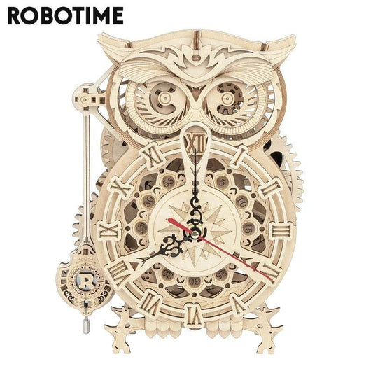 Robotime Rokr Creative DIY Toys 3D Owl Wooden Clock Building Block Kits For Children Christmas Gifts Home Decoration LK503 - Here2Save