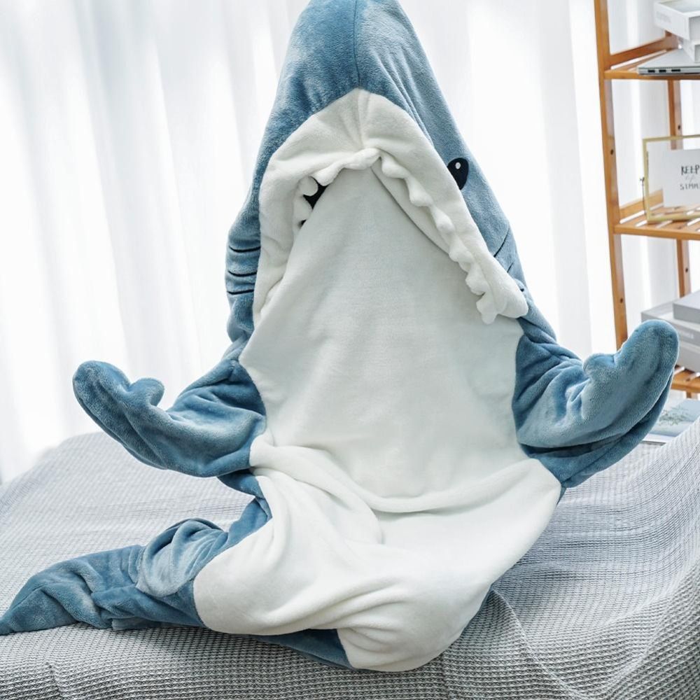 Cartoon Shark Sleeping Bag Pajamas Office Nap Shark Blanket Karakal High Quality Fabric Mermaid Shawl Blanket For Children