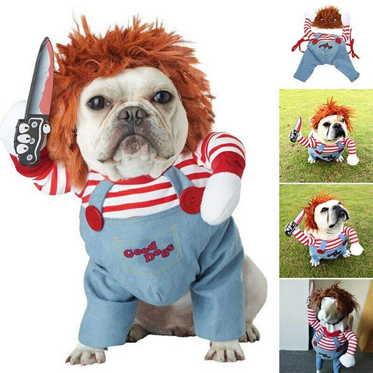 Disfraz de Halloween para mascotas, ropa divertida para perros, disfraz de Cosplay ajustable para perros, disfraz aterrador, reuniones de fiesta