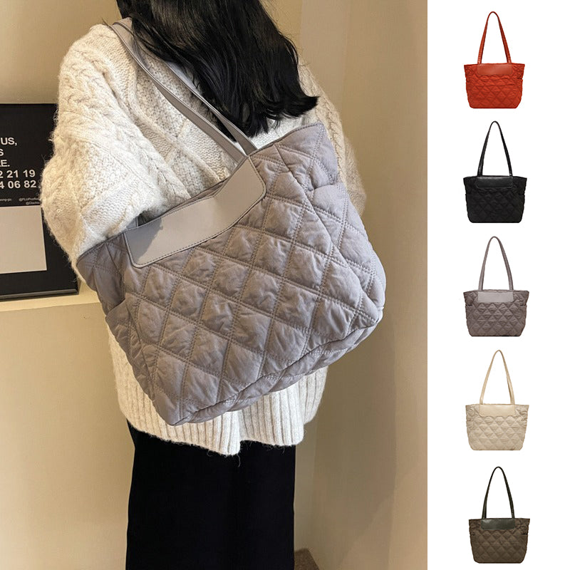 Bolso de hombro de costura con rombos para mujer, bolso de lujo para otoño e invierno, bolsos personalizados informales de alta capacidad para ir al trabajo