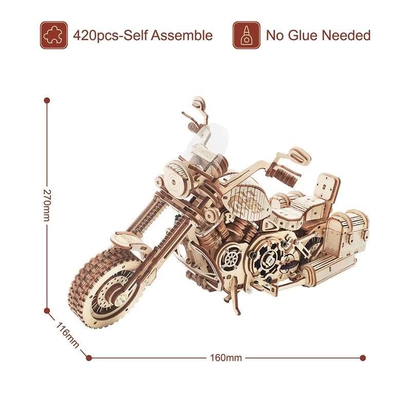 Robotime Rokr Cruiser Motorcycle DIY Wooden Model 420 Pcs Building Block Kits Funny Toys Gifts For Children Adults Dropshipping - Here2Save