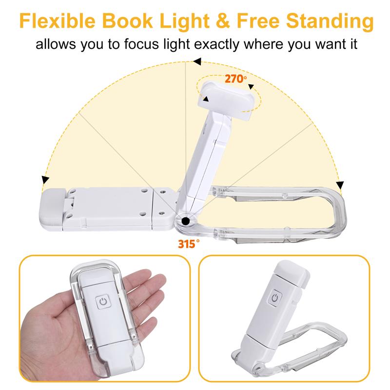 Luz LED recargable por USB para lectura de libros, brillo ajustable, protección ocular, Clip, luz de libro, marcapáginas portátil, luz de lectura