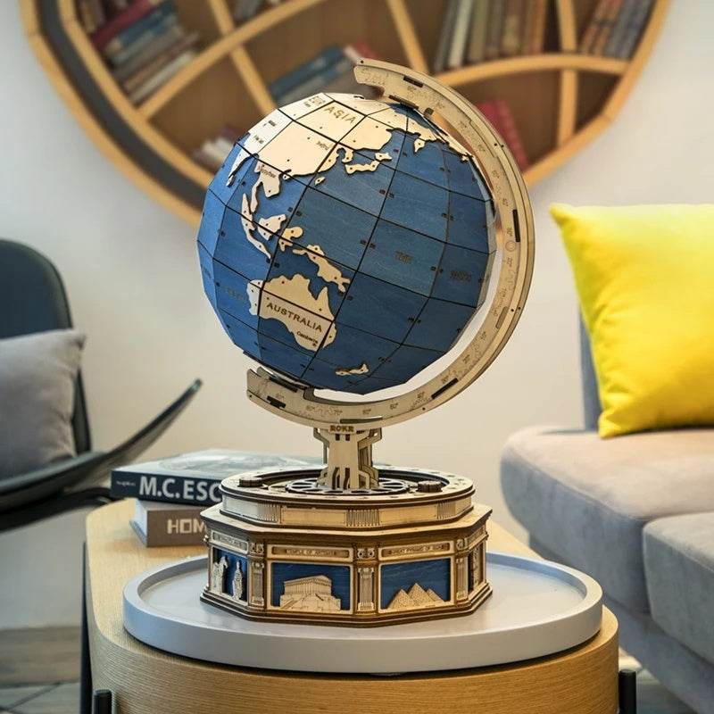Robotime Globe Earth 567pcs 3D Wooden Puzzle Games Ocean Map Ball Assemble Model Toys Xms Gift for Children Boys Dropshipping - Here2Save