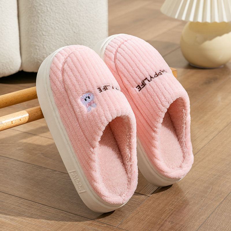 Cute Rabbit Slippers Winter Warm Home Shoes Non Slip Plush Bedroom Slippers