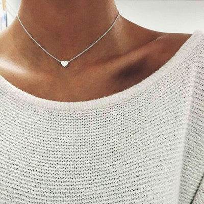 Simple Fashion Gold Color Double-sided Love Pendant Necklaces Clavicle Chains Necklace Women Jewelry Valentines Day Gift - Here2Save