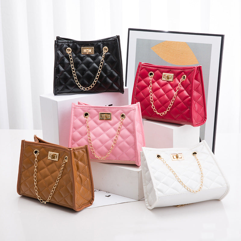 Mini bolsos de hombro con cadena, bolsos cuadrados pequeños con costura de rombos para mujer