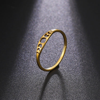 Cut Titanium Steel Gold Hollowed-out Sun Ring