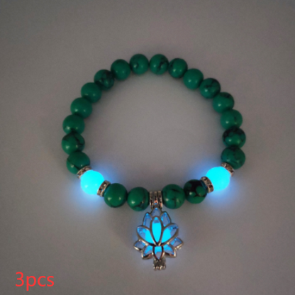 Energy Luminous Lotus Natural Stone Bracelet Yoga Healing Luminous Glow In The Dark Charm Beads Bracelet For Men Women Prayer Buddhism - Here2Save