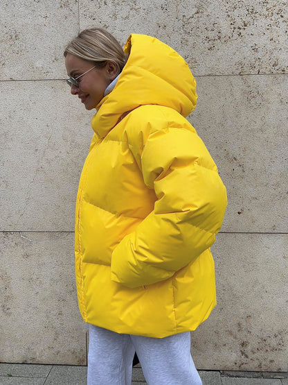 Abrigo de moda con capucha extraíble Chaqueta de algodón invierno cálido a prueba de viento Chaqueta de algodón suelta Parka suelta ropa de abrigo