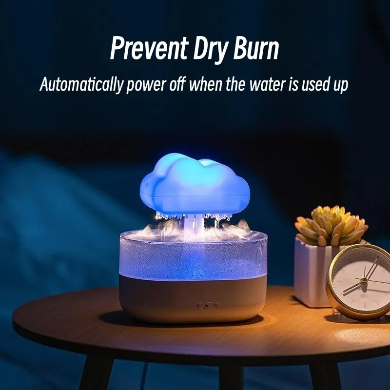 Humidificador de luz nocturna de nube de lluvia con sonido de gota de agua de lluvia y difusor de aceites esenciales con luz Led de 7 colores aromaterapia