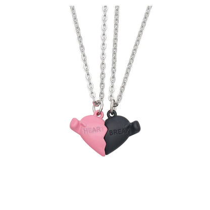 Holding Heart Magnet Pendant Couple Necklace For Love