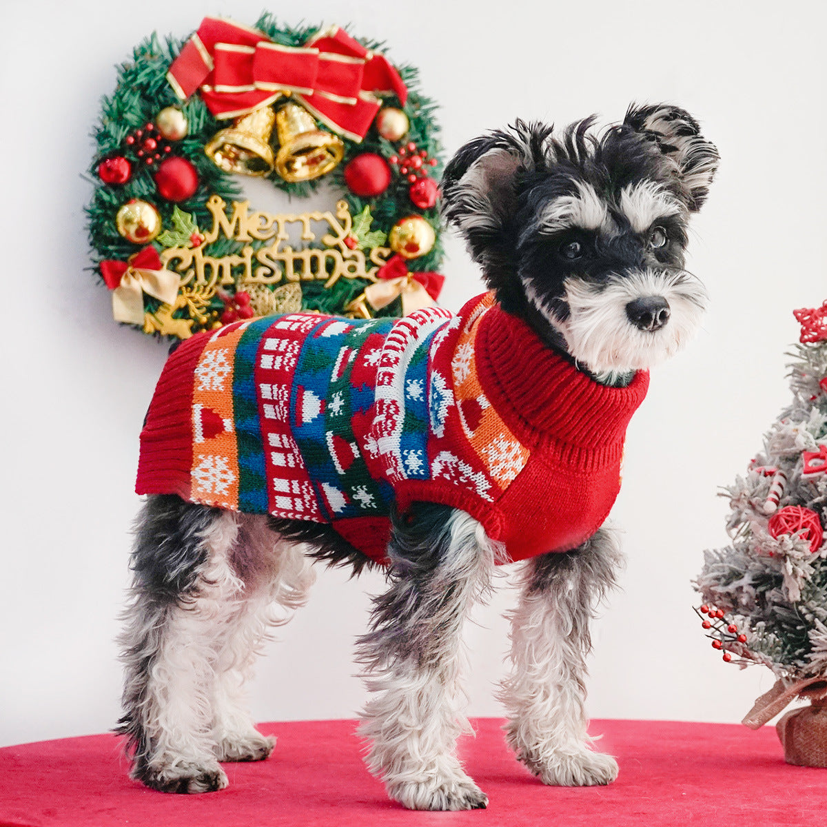 Suéter de cuello alto navideño para perro mascota