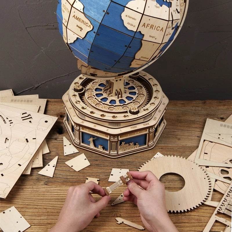 Robotime Globe Earth 567pcs 3D Wooden Puzzle Games Ocean Map Ball Assemble Model Toys Xms Gift for Children Boys Dropshipping - Here2Save