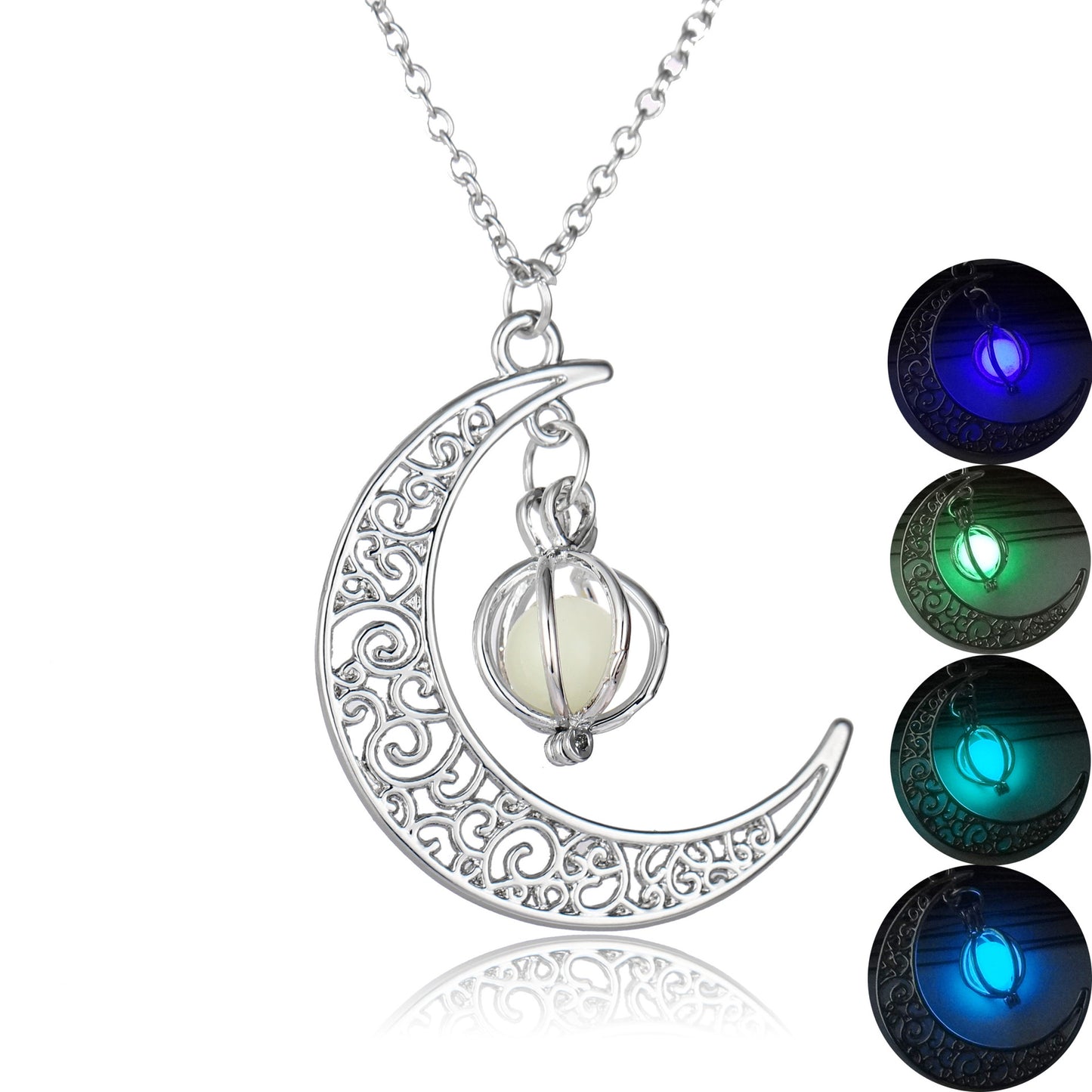 Fashion Moon Natural Glowing Stone Healing Necklace Women Gift Charm Luminous Pendant Necklace Jewelry - Here2Save