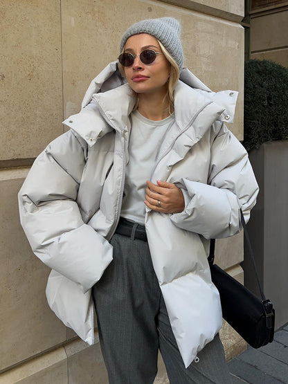 Abrigo de moda con capucha extraíble Chaqueta de algodón invierno cálido a prueba de viento Chaqueta de algodón suelta Parka suelta ropa de abrigo