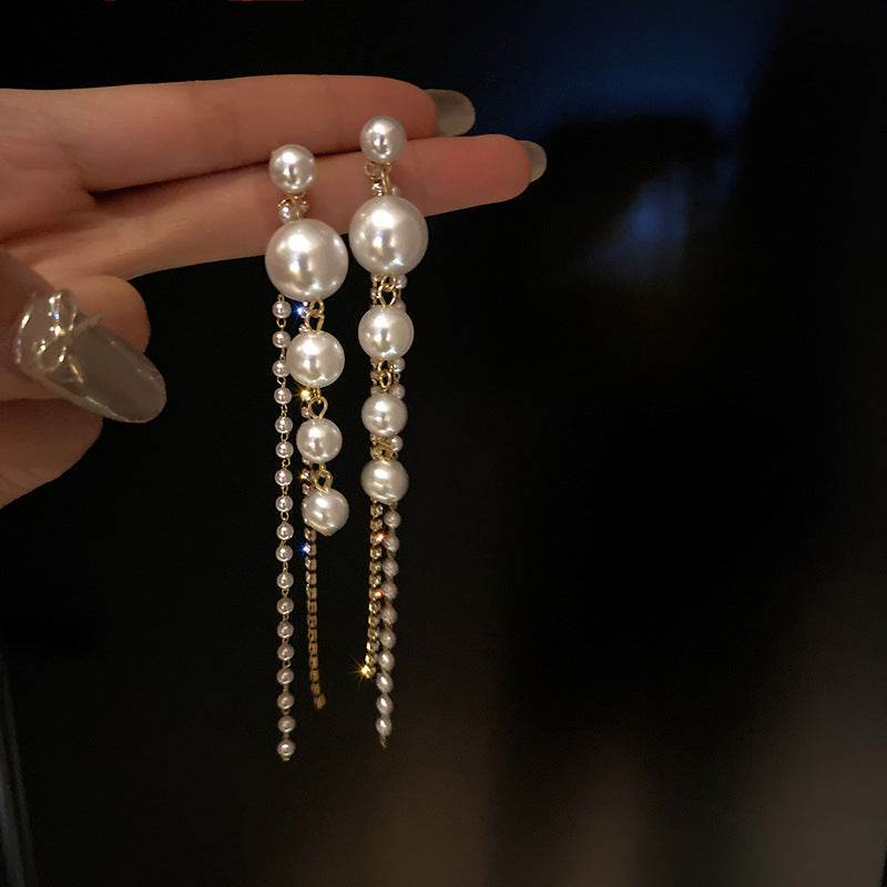 Temperament Pearl Tassel Long Earrings With 925 Silver Needle Fashion Luxury Personalized Earrings For Women - Here2Save