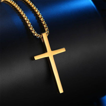 Smooth Simple Titanium Cross Pendant Male And Female Personality Necklace - Here2Save
