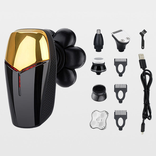 Cross-border 7D Electric Razor Bald Self-service Hairdresser Rechargeable Razor Men's Beard Knife Shaving Head Knife